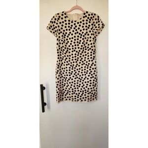 J. Crew Dress Black & Cream Polka Dot Cotton/Modal Shift Lined With Pockets Sz 0